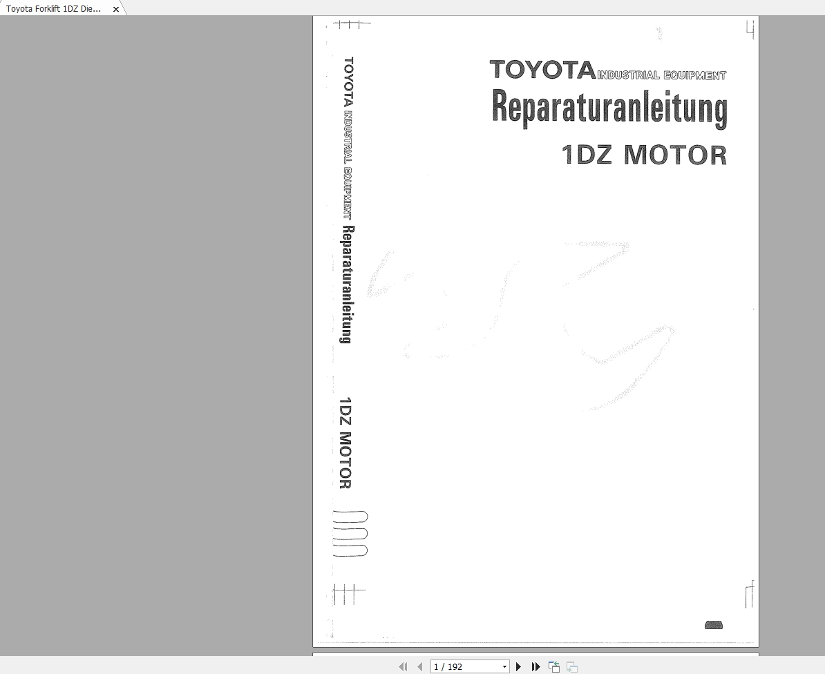 Toyota Forklift 1DZ Diesel Engine Repair ManualDE 1