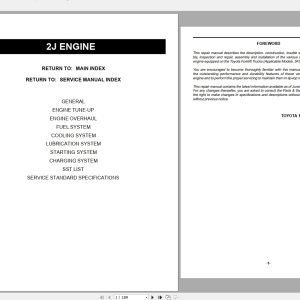 Toyota Forklift 2JCE603 Motors Repair Manual 1