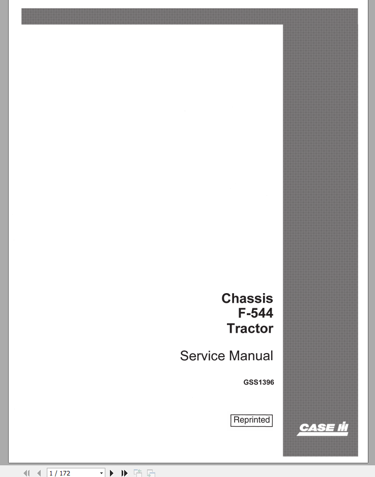 Case Chassis F 544 Tractor Service ManualGSS1396 1
