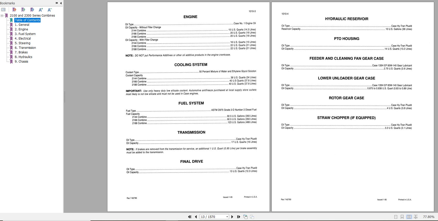 Case Combines 2100 2300 Series Service Manual7 69612 2