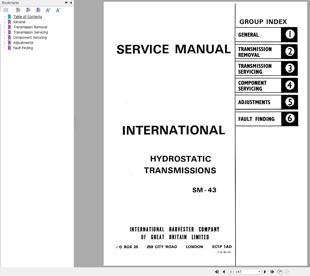 Case Hydrostatic Transmission Service ManualSM43 2