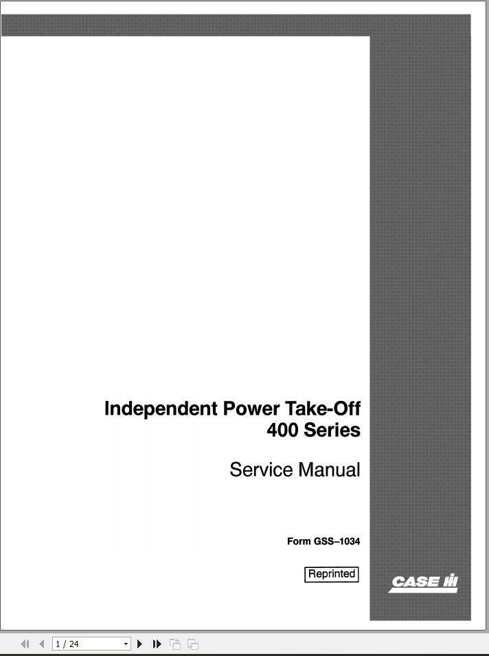 Case Independent Power Take Off 400 Series Service ManualGSS1034 2