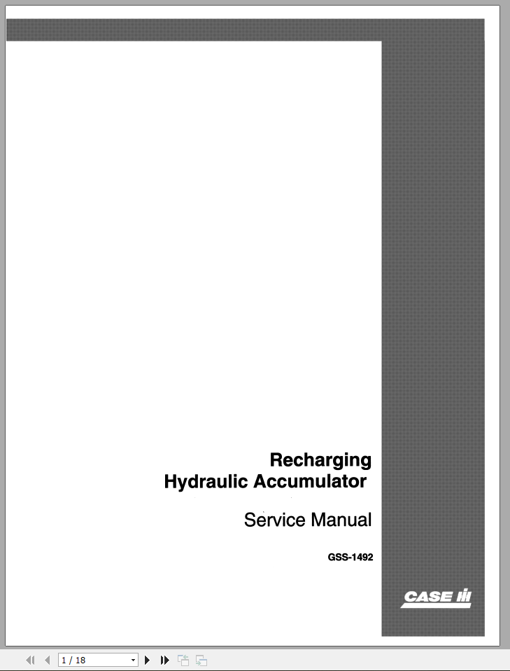 Case Recharging Hydraulic Accumulator Service ManualGSS 1492 1