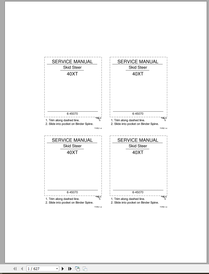 Case Skid Steer 40XT Service Manual6 45070R0 1
