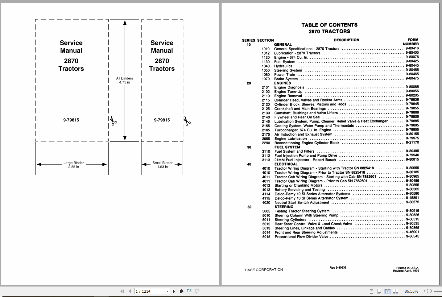 Case Tractor 2870 Service Manual9 79815 1