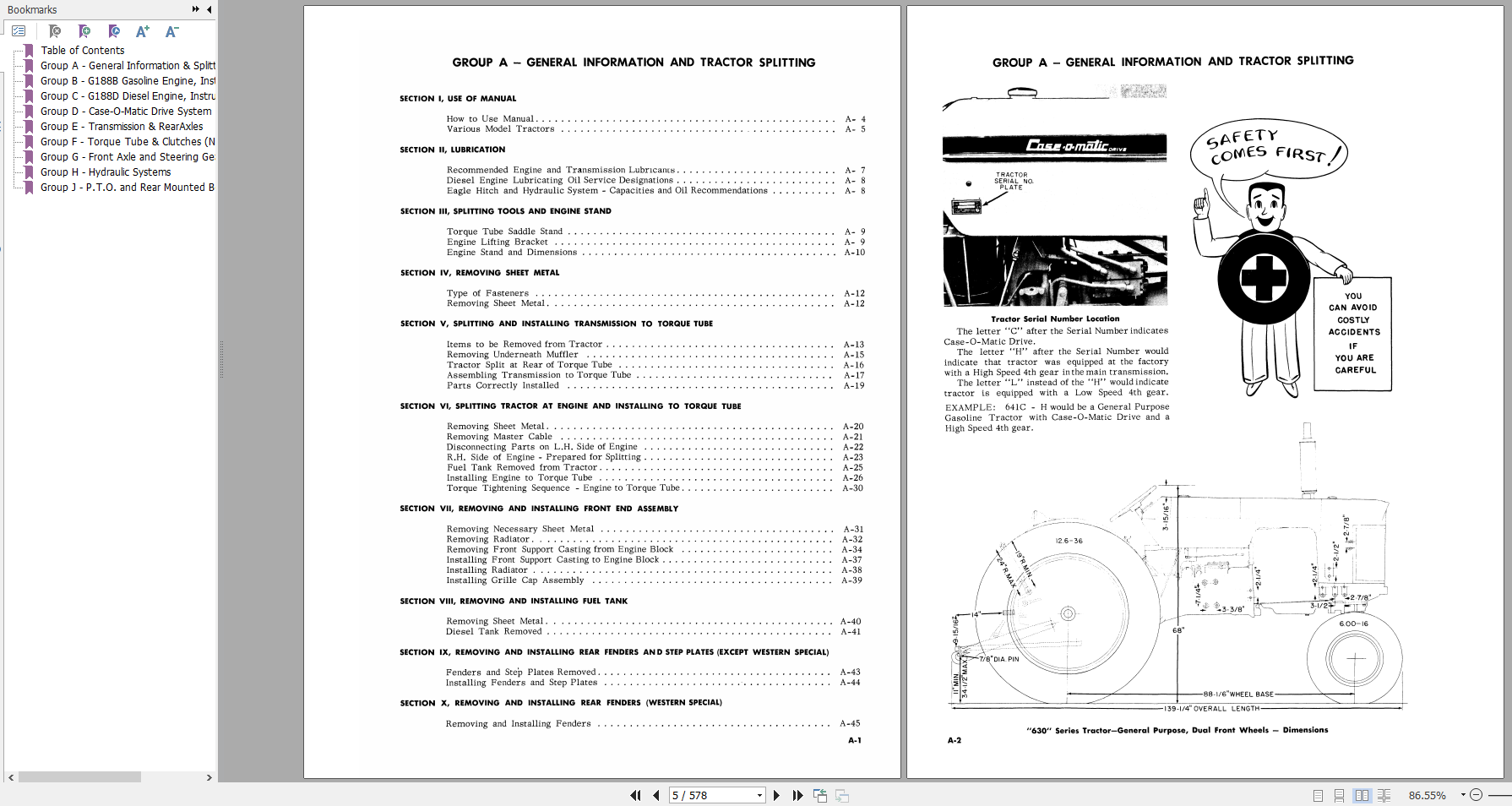 Case Tractor 630 Series Service Manual9 92381 2