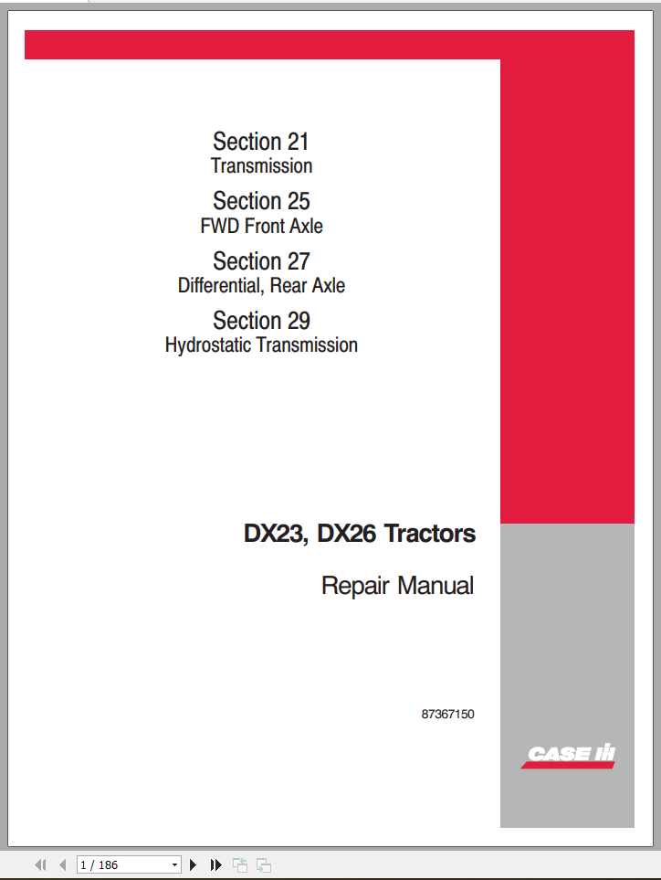 Case Tractor DX23 DX26 Repair Manual 1