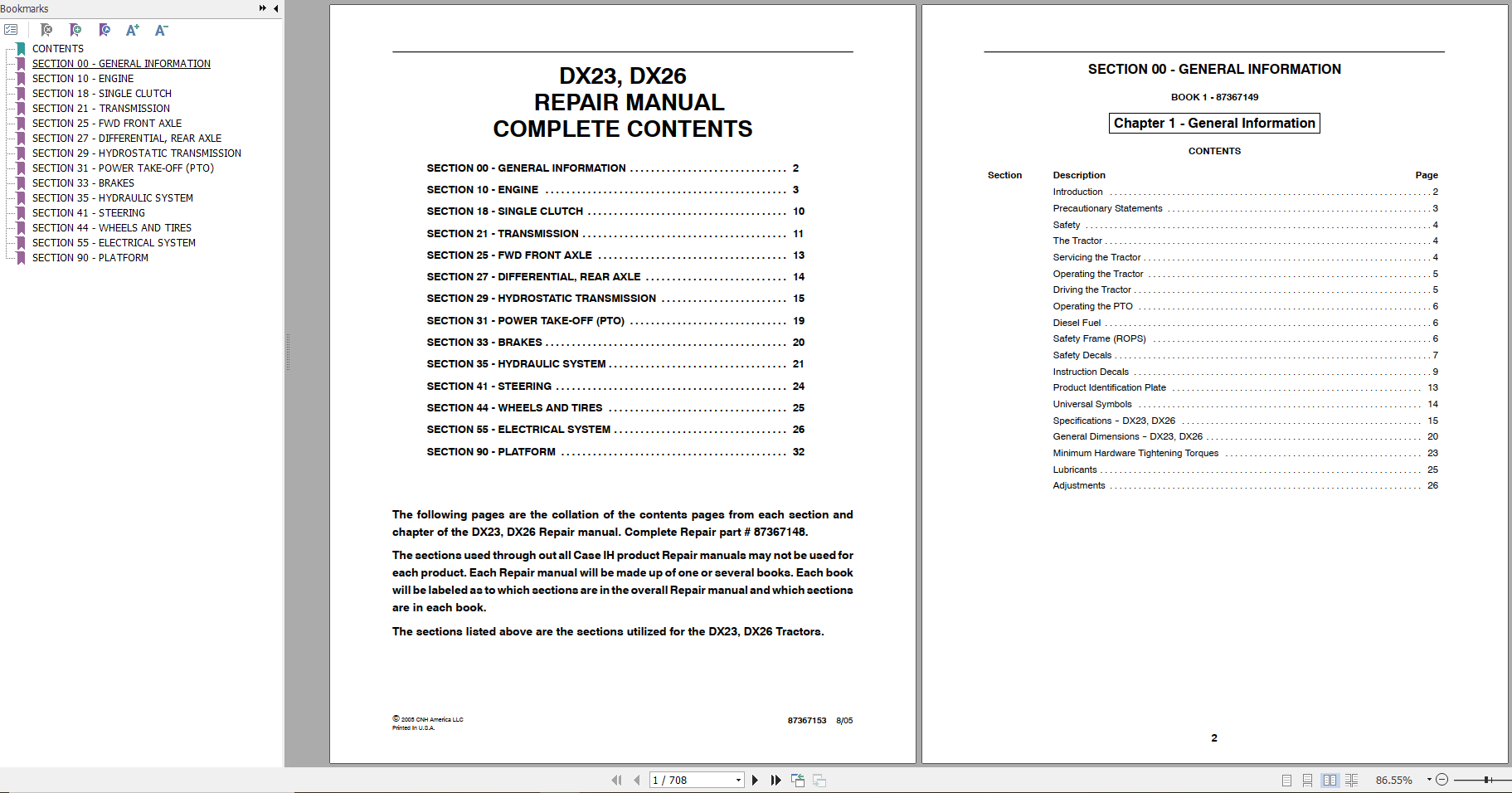 Case Tractor DX23 DX26 Repair Manual 2