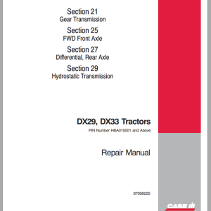 Case Tractor DX29 DX33 Repair Manual 1
