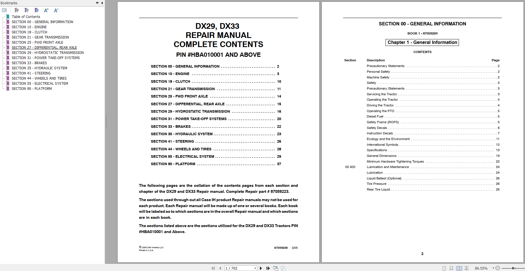 Case Tractor DX29 DX33 Repair Manual 2