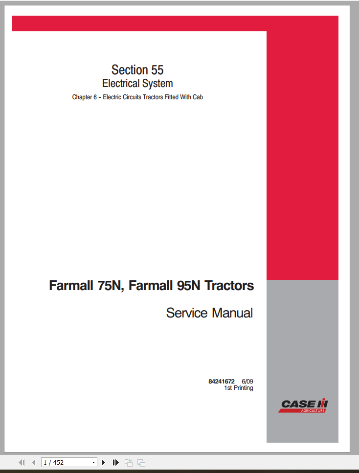 Case Tractor Farmall 75N 95N Service Manual 1