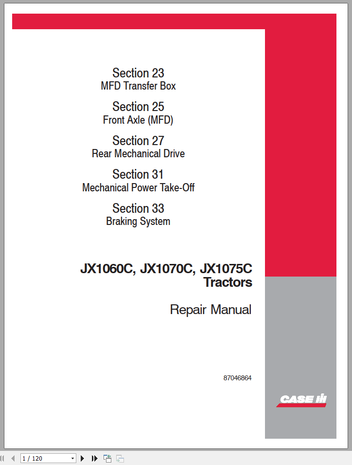 Case Tractor JX1060C JX1070C JX1075C Repair Manual 1