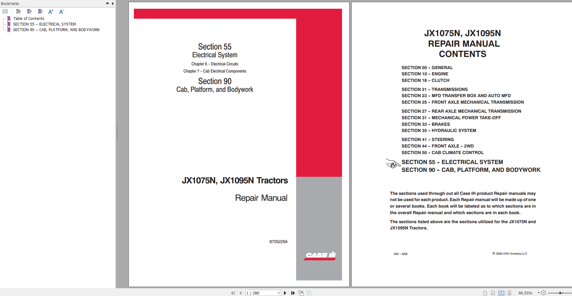 Case Tractor JX1075N JX1095N Repair Manual 2