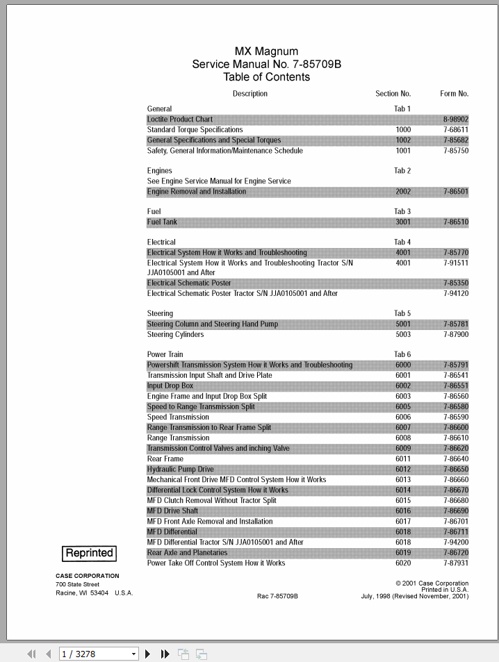 Case Tractor MX Magnum Service Manual7 85709R0 1