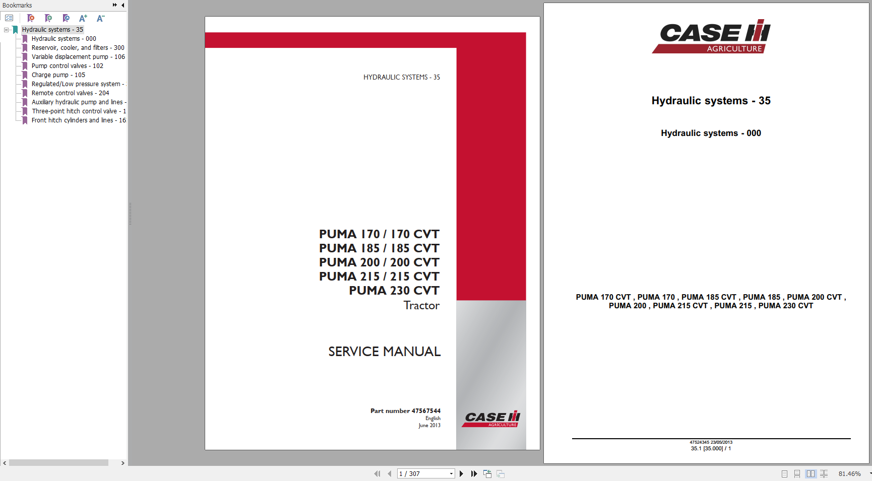 Case Tractor PUMA 170 185 200 215 230 CVT Service Manual 5