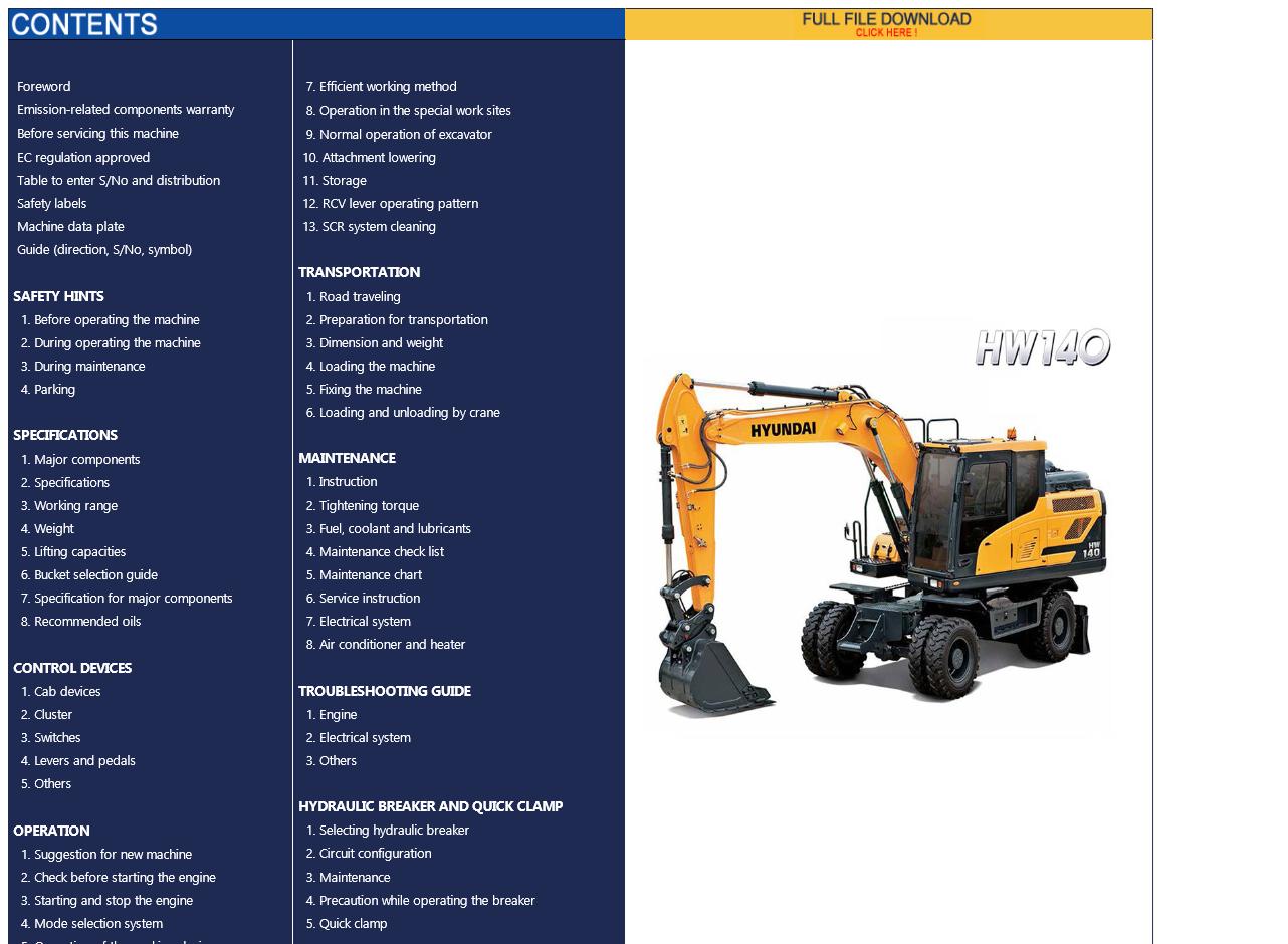 Hyundai Heavy Equipment Operator Manual 062020 Offline DVD10