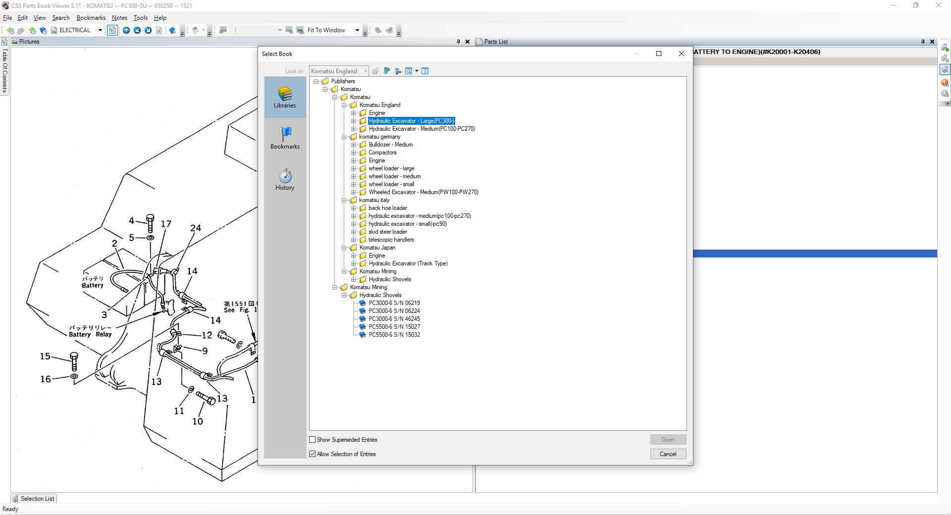 KomatsuEPCLinkoneCSSPartsVewer511EU20207
