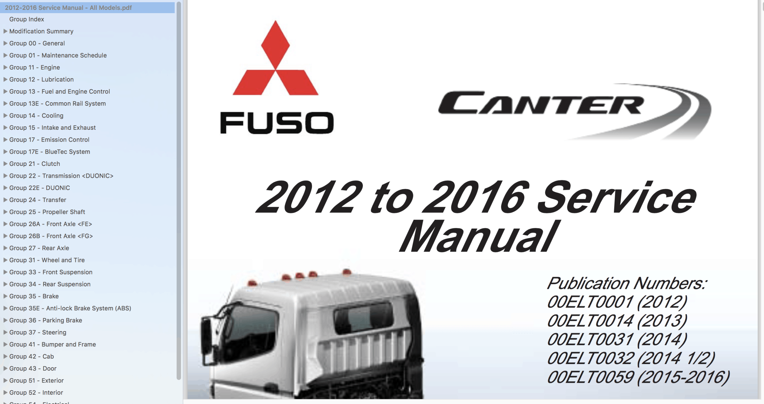 Mitsubishi Fuso 2002 2016 Service Manual   All Models1