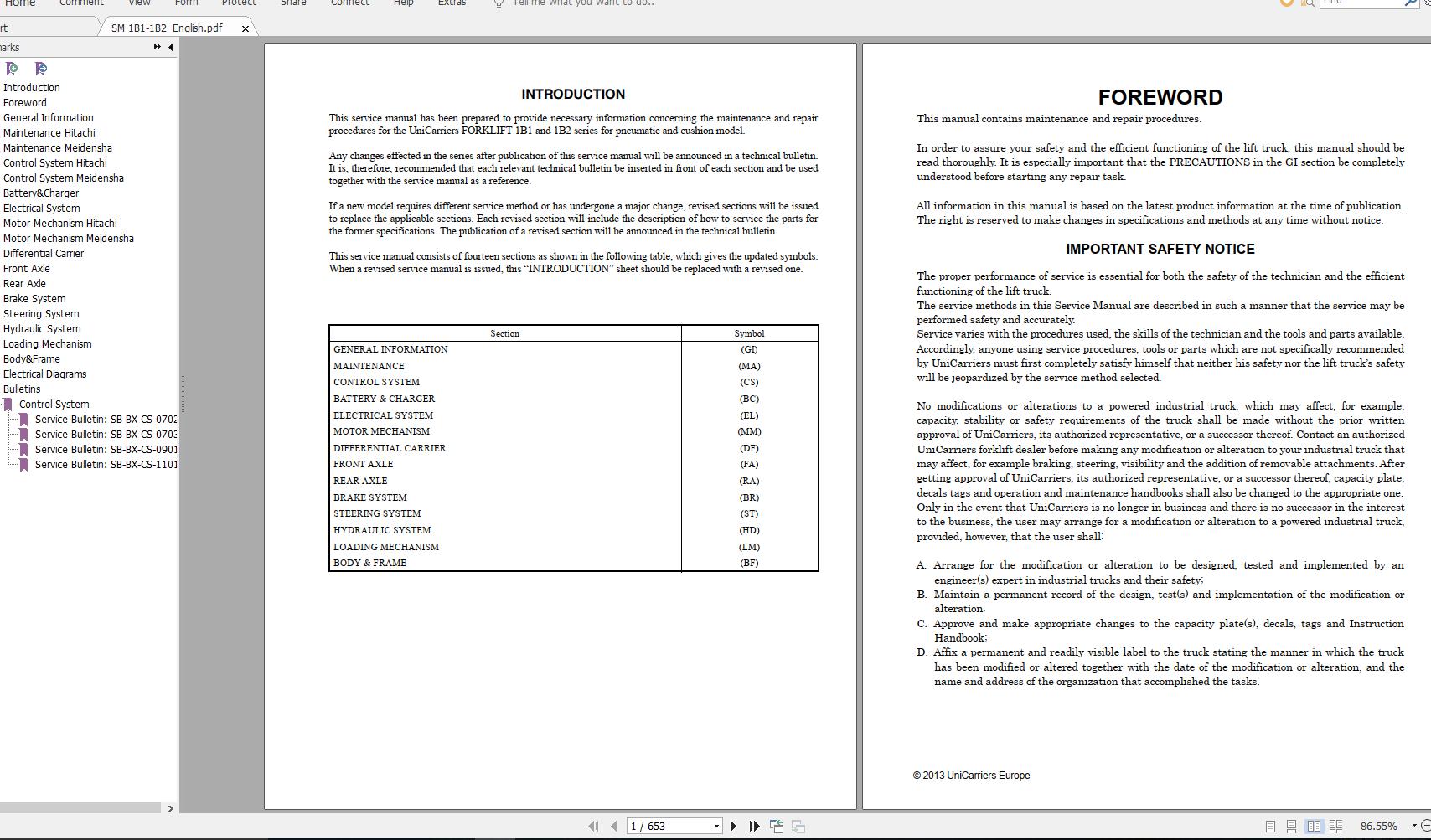 Nissan Forklift Electric 1B11B2 Service ManualEN 1