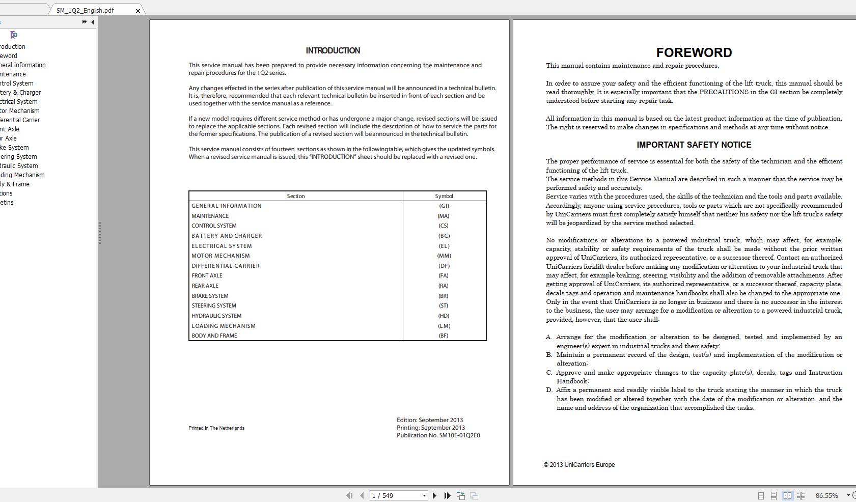 Nissan Forklift Electric 1Q2 Service ManualENDE 1
