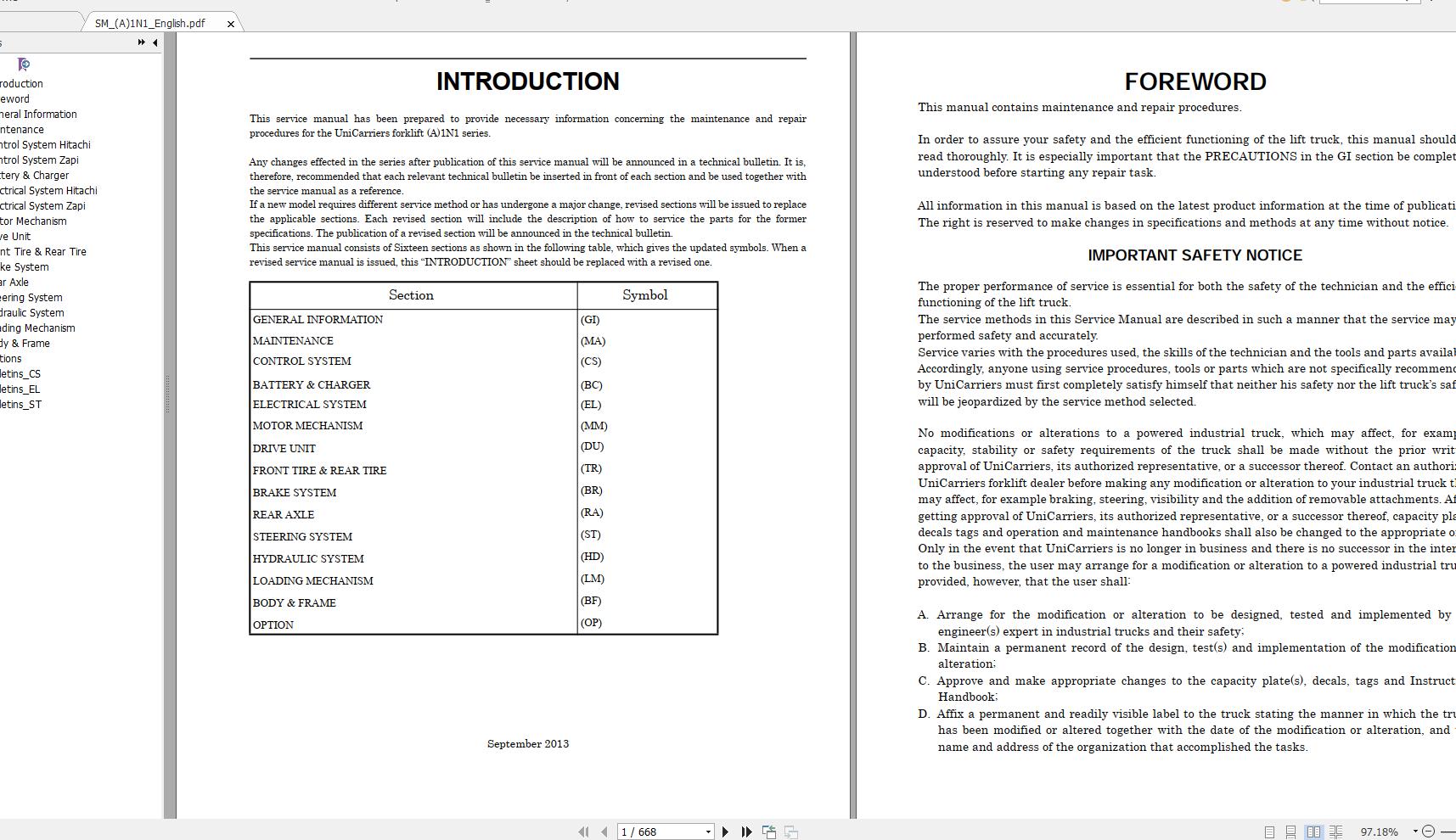 Nissan Forklift Electric A1N1 Service ManualENDE 1
