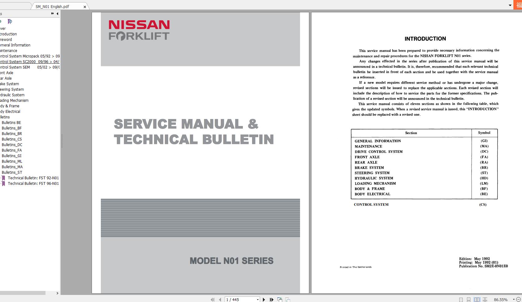 Nissan Forklift Electric N01 Series Service ManualEN 1