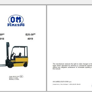 Pimespo Forklift E20ac4018 E2530ac4019e Service Manual60424145gb 1