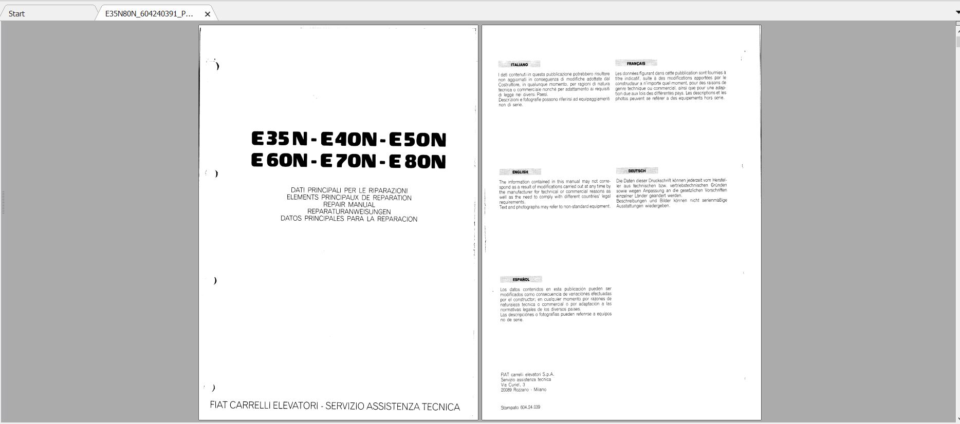 Pimespo Forklift E35n E40n E50n E60n E70n E80n Repair Manual 1