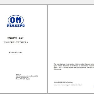 Pimespo Forklift Engine 30 L Repair Manual60424138 2