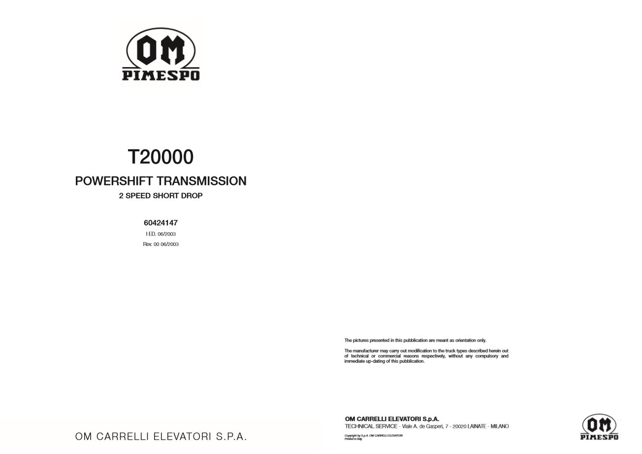 Pimespo Forklift T20000 Service Manual60424147 2