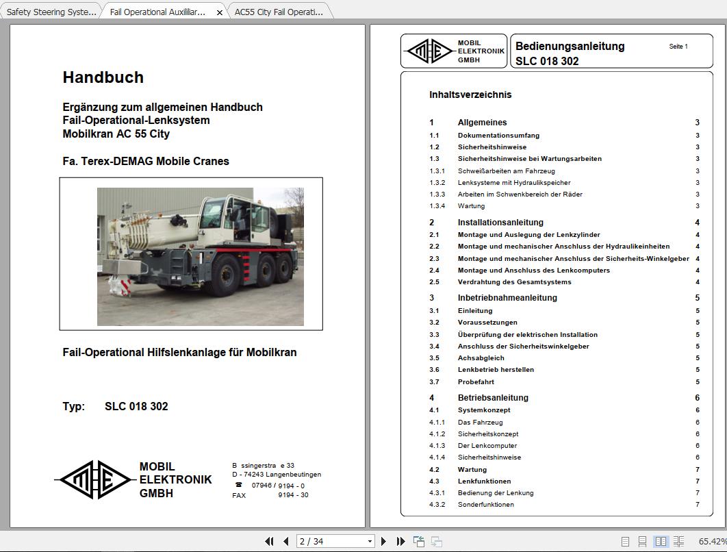 Terex AC55 1 City Crane Steering System Operating Manual 2
