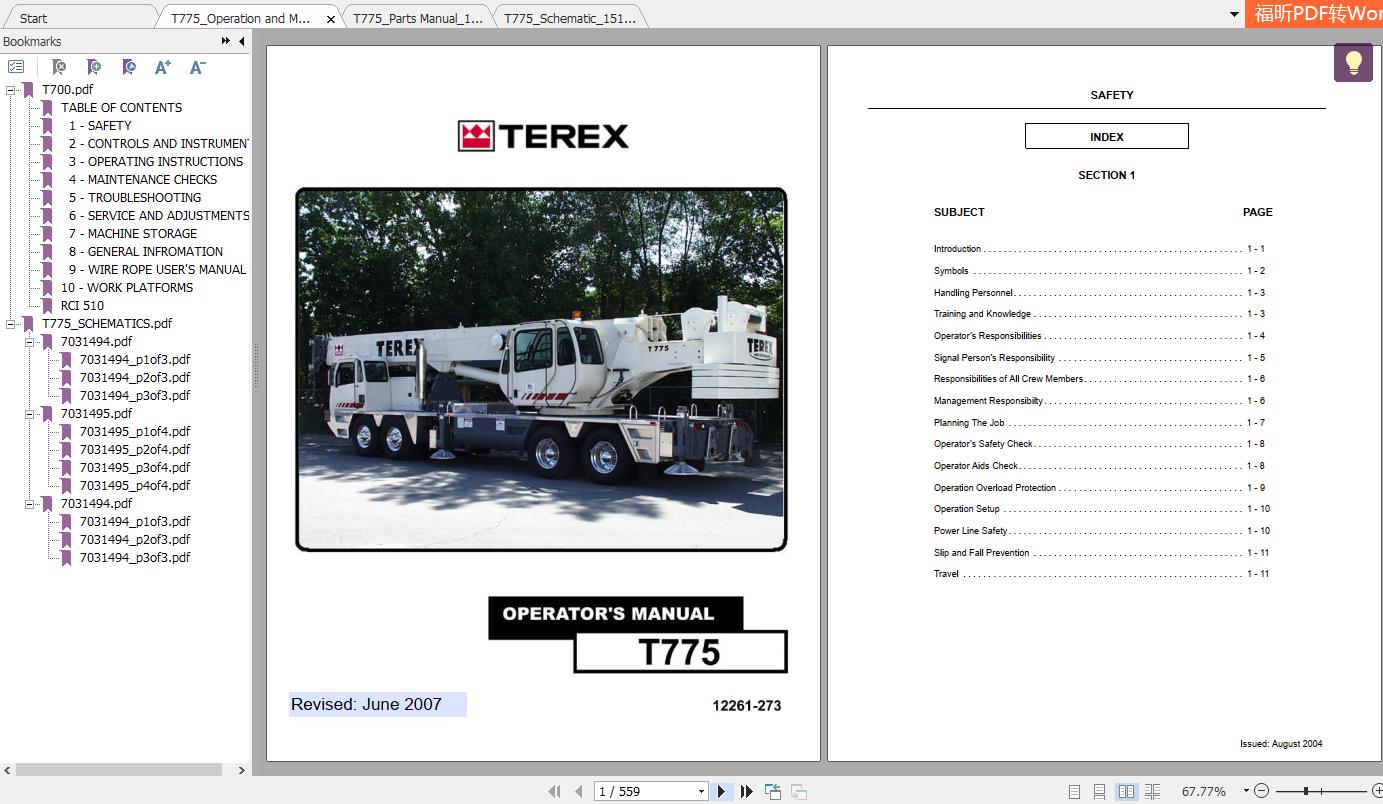 Terex Crane T775 Operation and Maintenance Manual15157 2