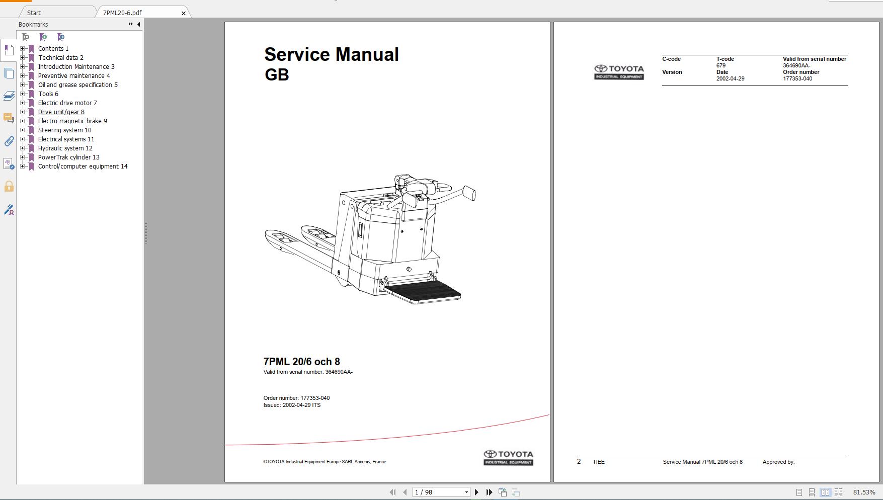 Toyota Forklift Truck Service Manuals PDF 434GB DVD11