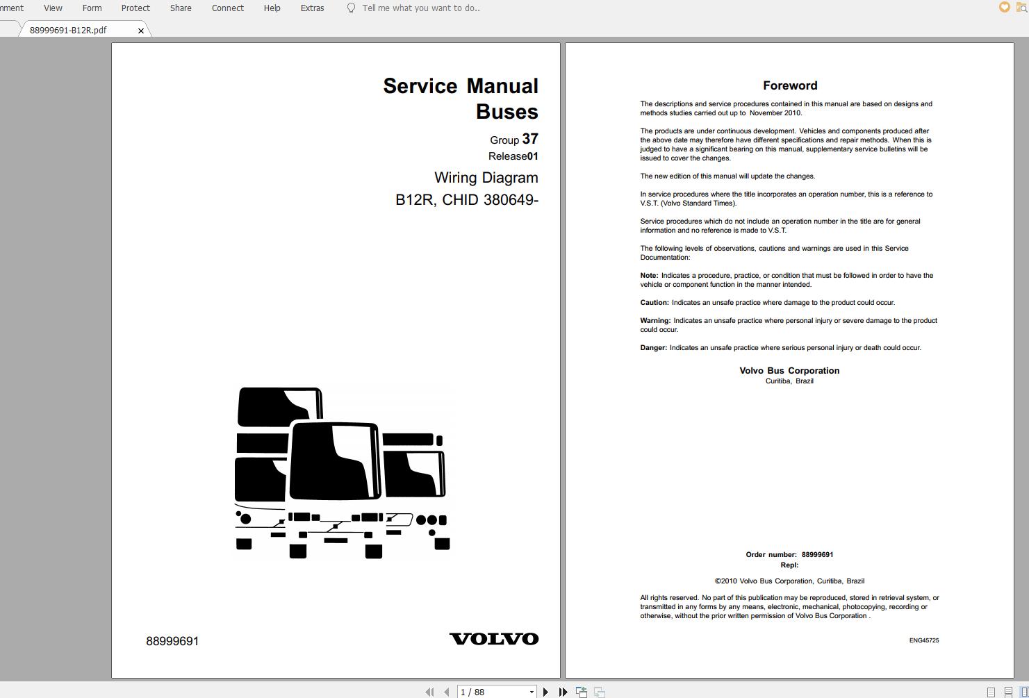 Volvo B12R Trucks Service Manual Buses Wiring Diagrams 2