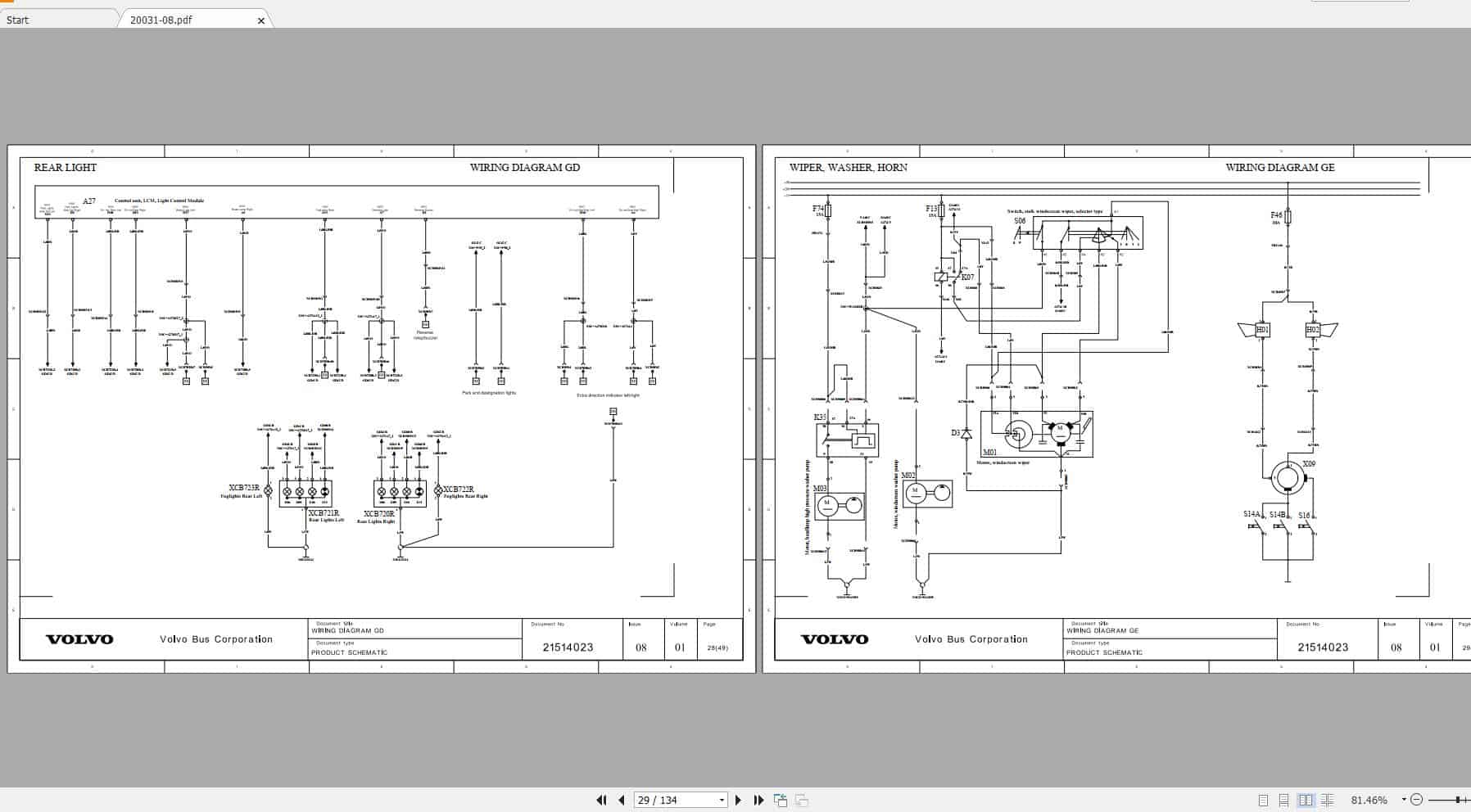 Volvo B5RH Trucks Service Manual Buses Wiring Diagrams 3