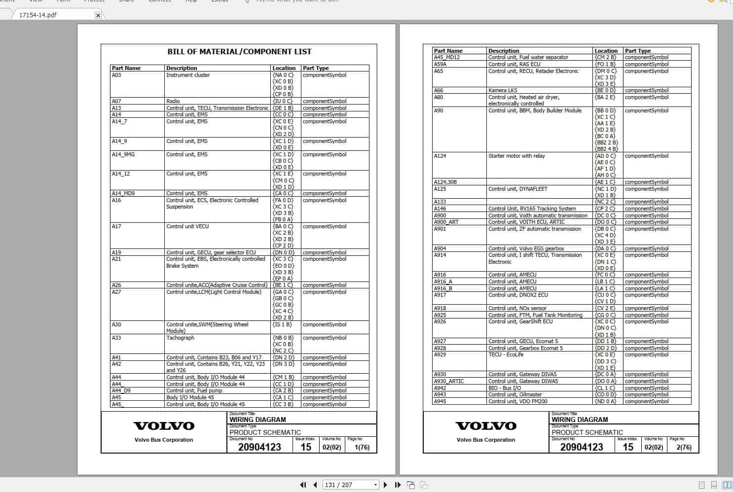Volvo B9TL Trucks Service Manual Buses Wiring Diagrams 4