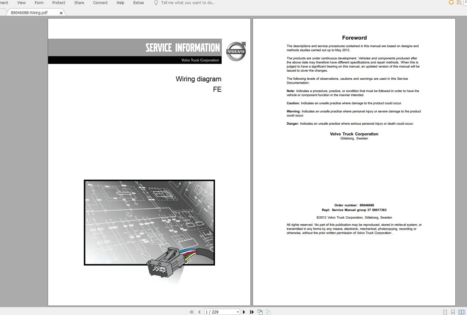 Volvo FE Trucks Service Manual Buses Wiring Diagrams 1