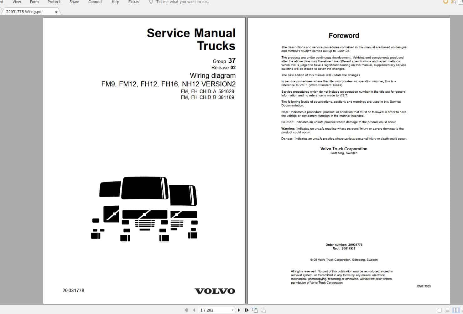 Volvo FH12 Trucks Service Manual Buses Wiring Diagrams 1