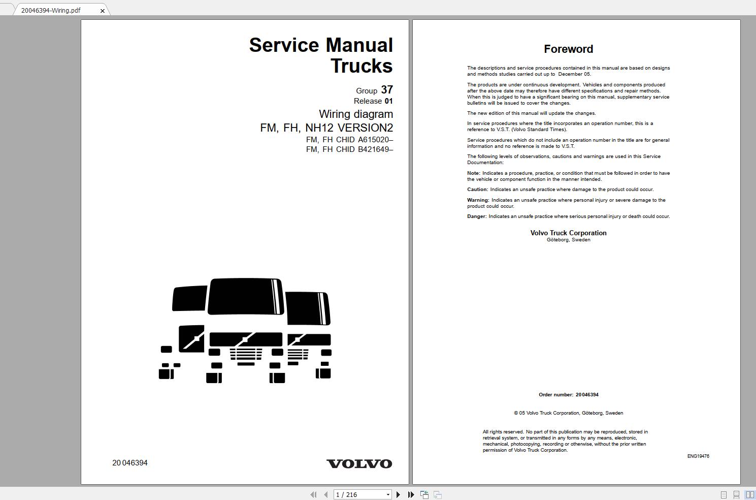 Volvo FH Trucks Service Manual Buses Wiring Diagrams 1
