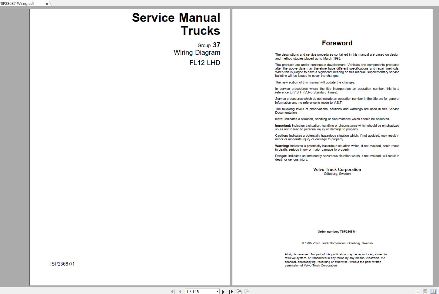 Volvo FL12 Trucks Service Manual Buses Wiring Diagrams 2