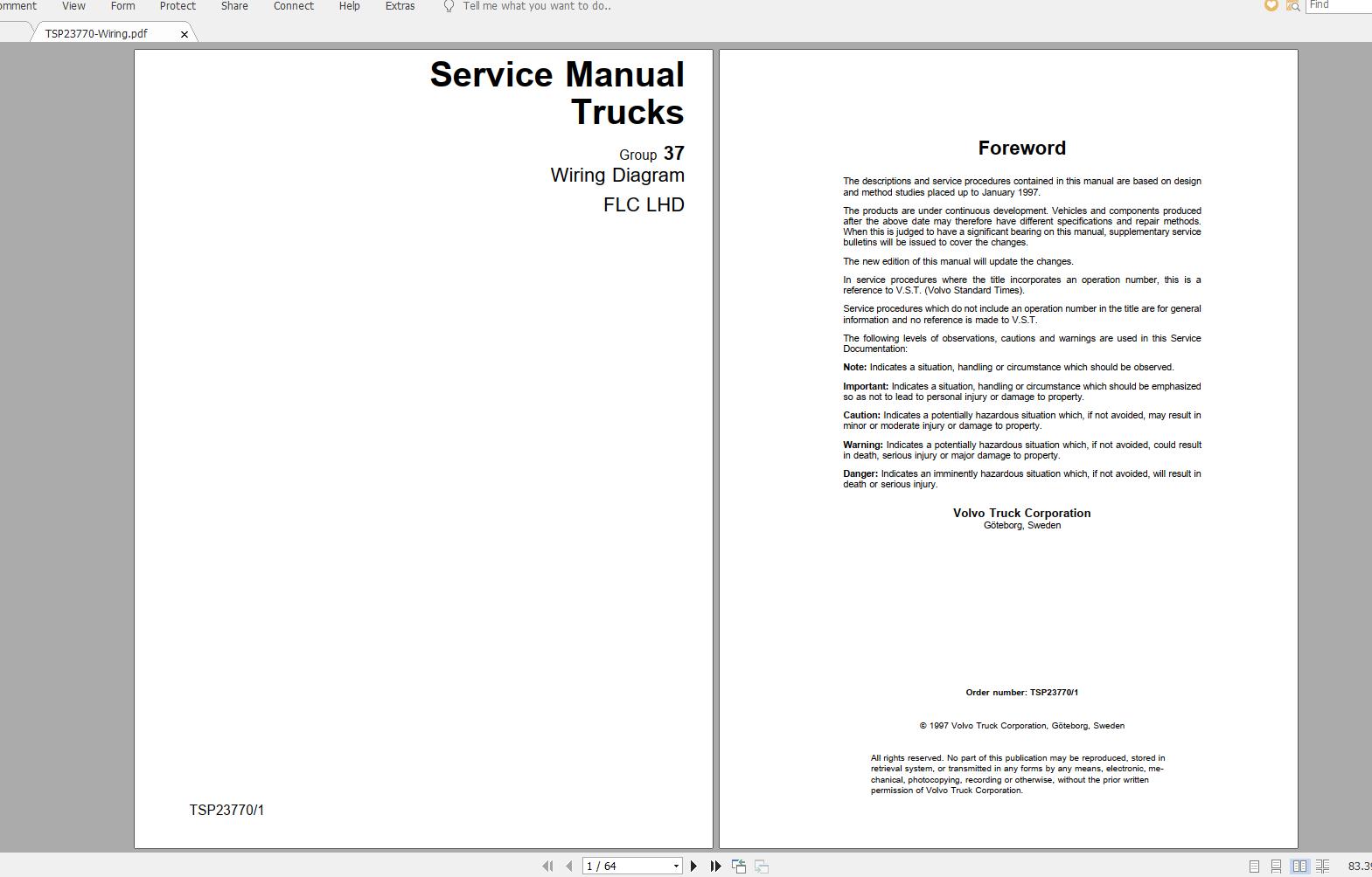 Volvo FLC Trucks Service Manual Buses Wiring Diagrams 1