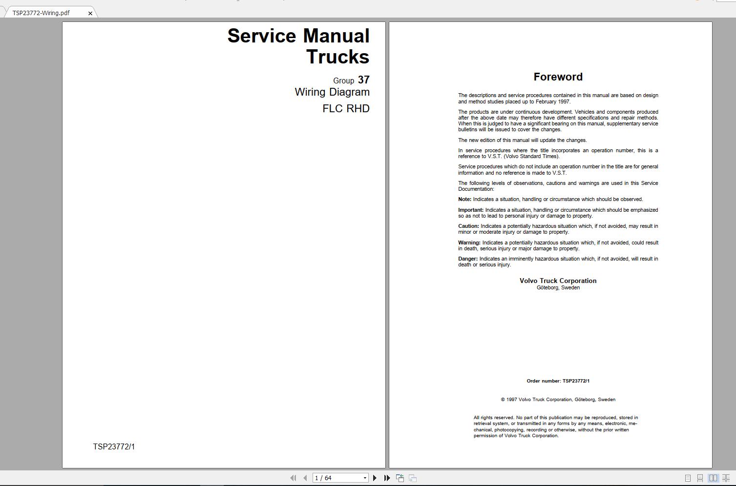Volvo FLC Trucks Service Manual Buses Wiring Diagrams 2
