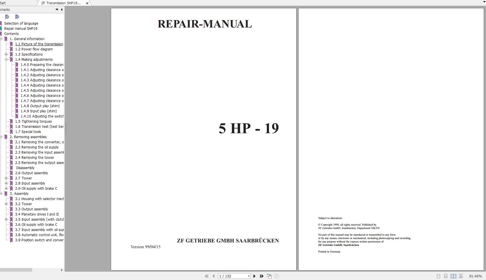 ZF Transmission 5HP19E Repair Manual 1