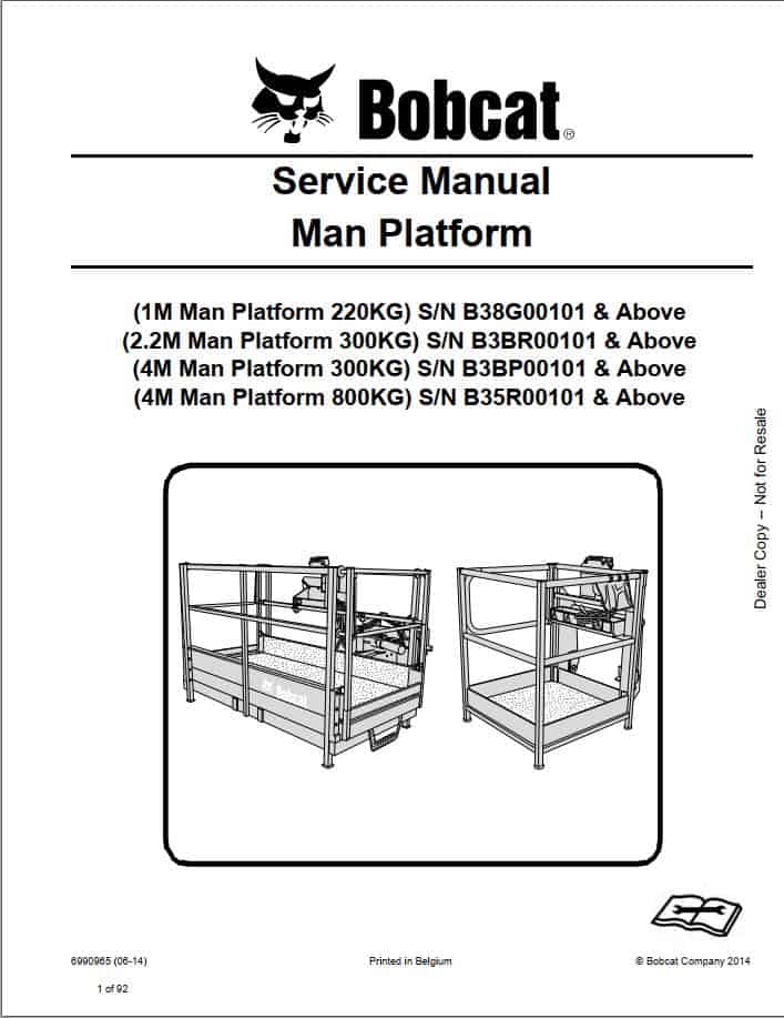 Bobcat 4M Man Platform Service Manual6990965 1