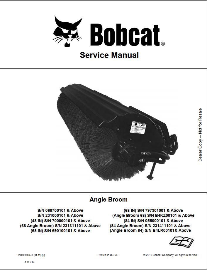Bobcat Angle Broom 48 84 Service Manual6900895 1