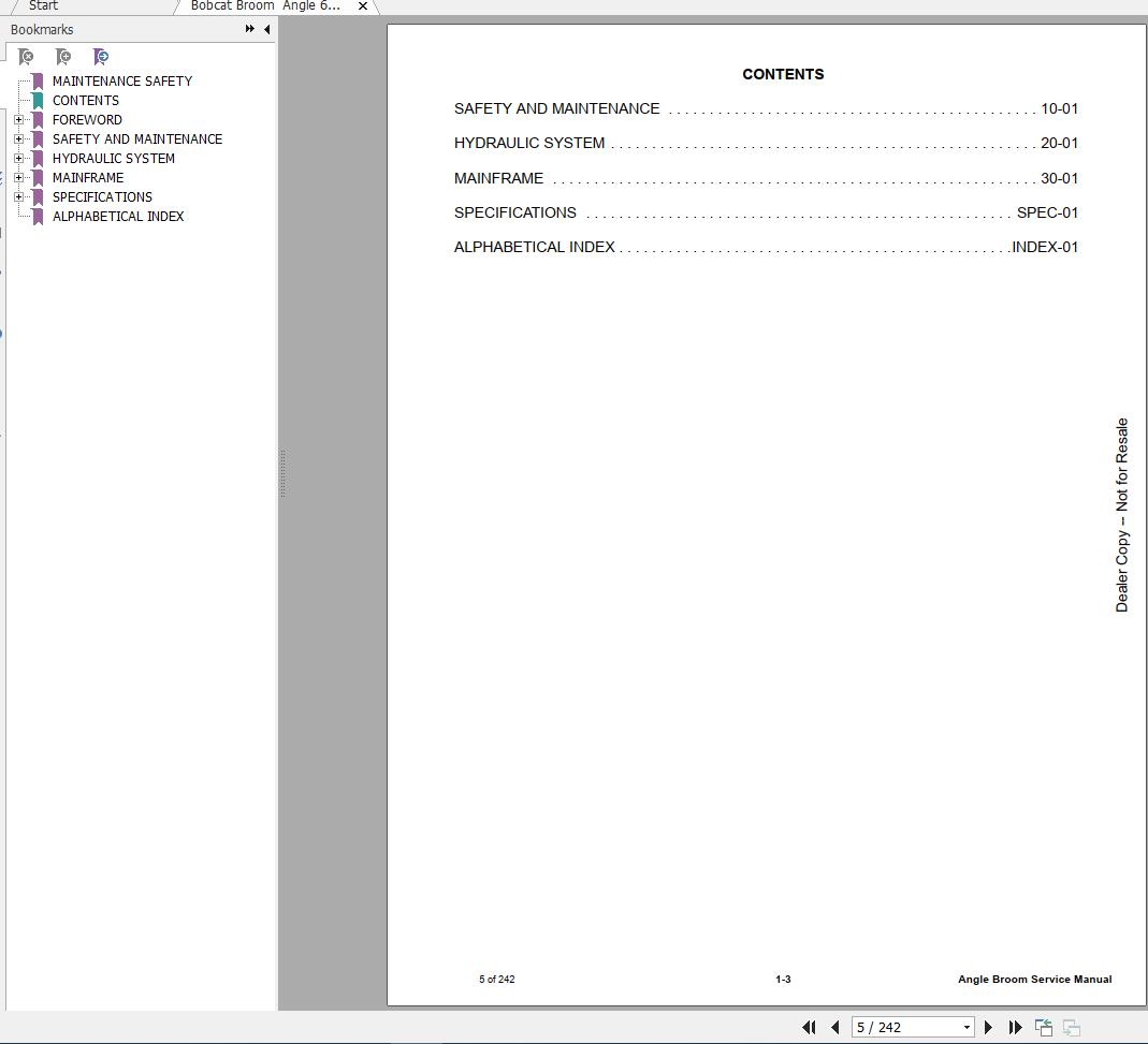 Bobcat Angle Broom 48 84 Service Manual6900895 2