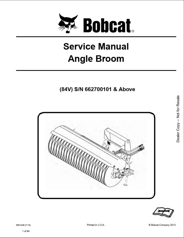 Bobcat Angle Broom 84V Service Manual6901448 1