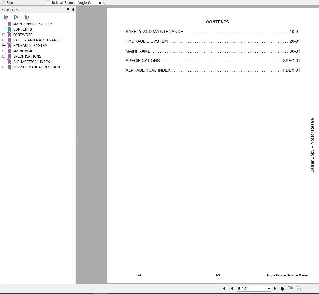 Bobcat Angle Broom 84V Service Manual6901448 2