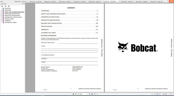 Bobcat Angle Broom Operation Maintenance Manuals 3