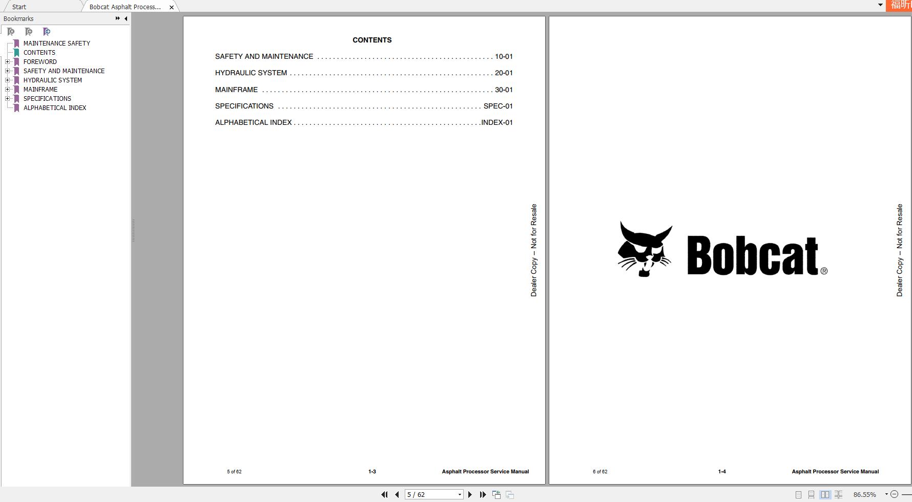 Bobcat Asphalt Processor Service Manual6990462 2